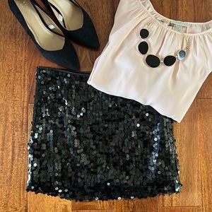 Black sequin mini skirt